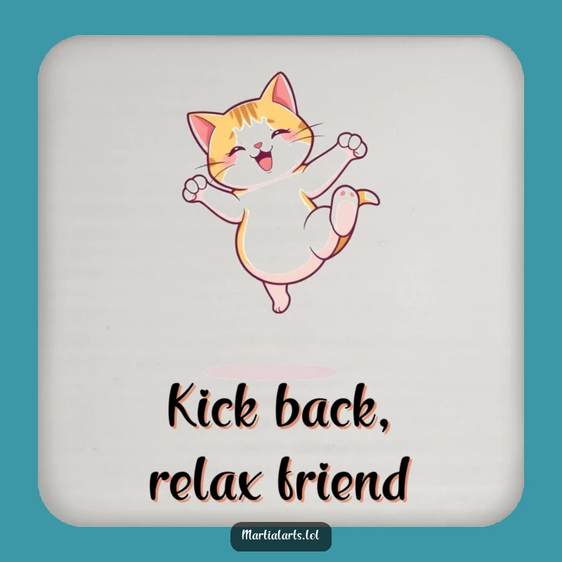 Funny Cat Kick Coaster - Protect Surfaces with Feline Humor Gift