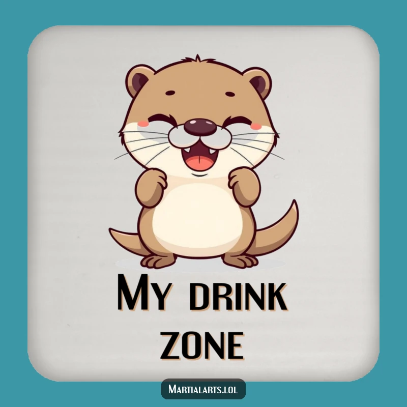 Funny Drink Coasters: Delighted Otter Defense - Protect Surfaces with Humor