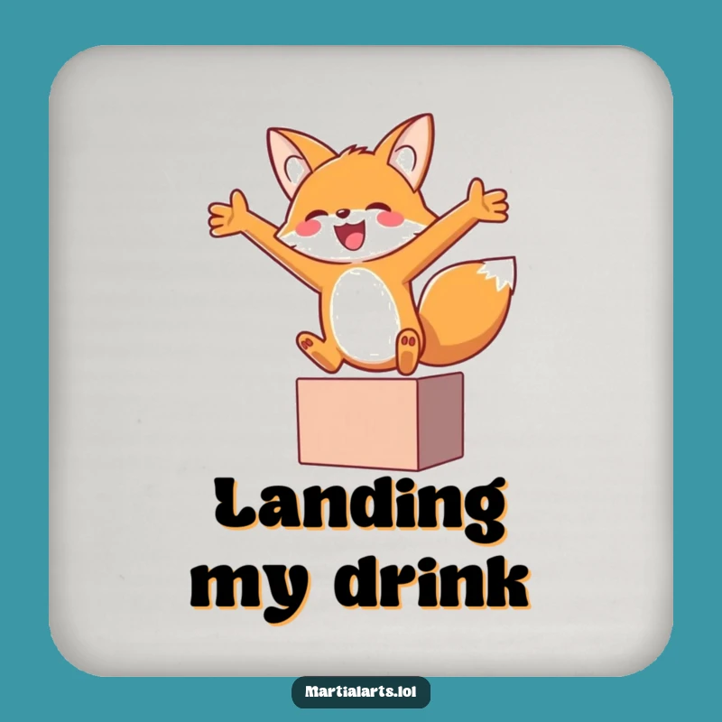 Funny Fox Block Coaster Set - Joyful Leap Drink Protector Gift