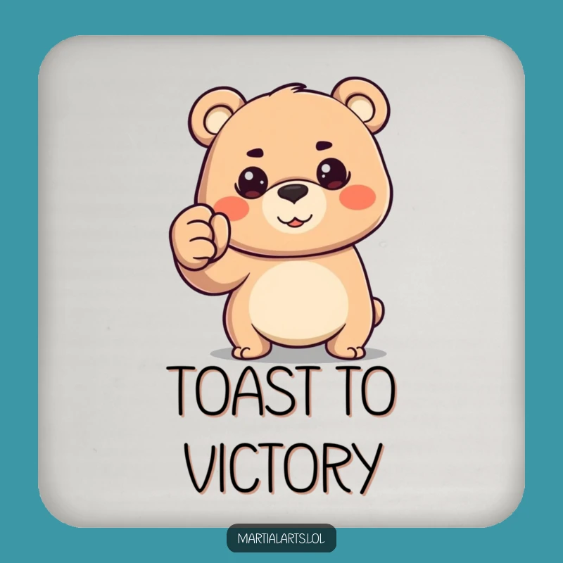 Funny Bear Fist Coaster Set - Happy Determined Drink Protector Gift