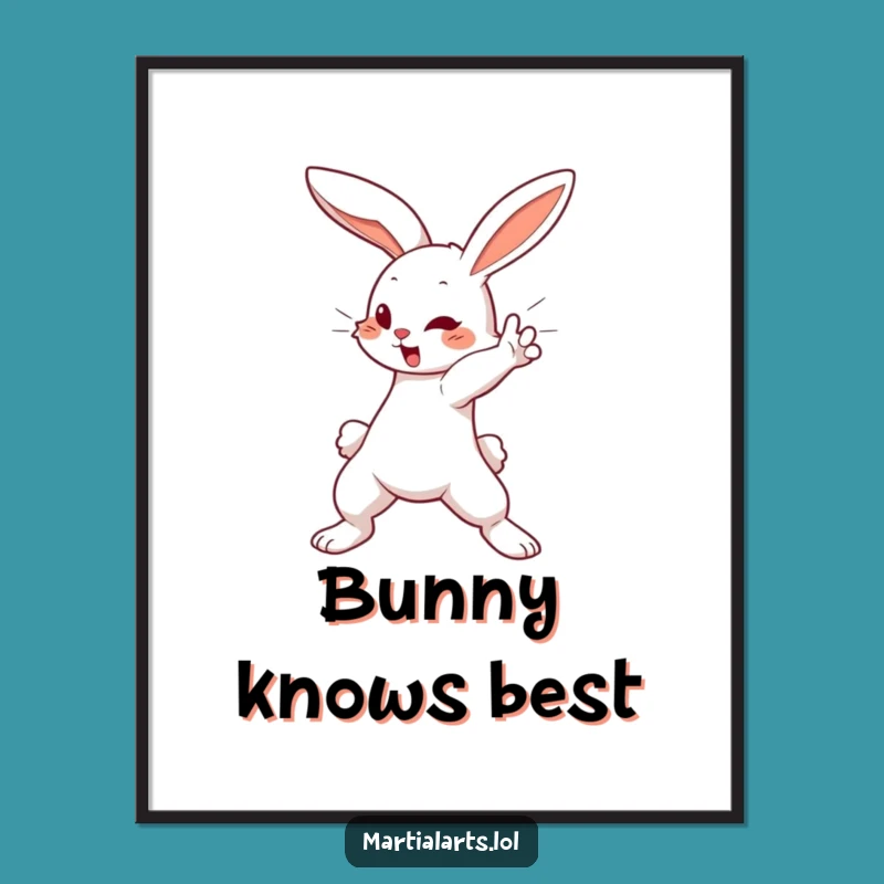 Funny Bunny Block Poster: Cute Action Art, Hilarious Wall Decor Gift
