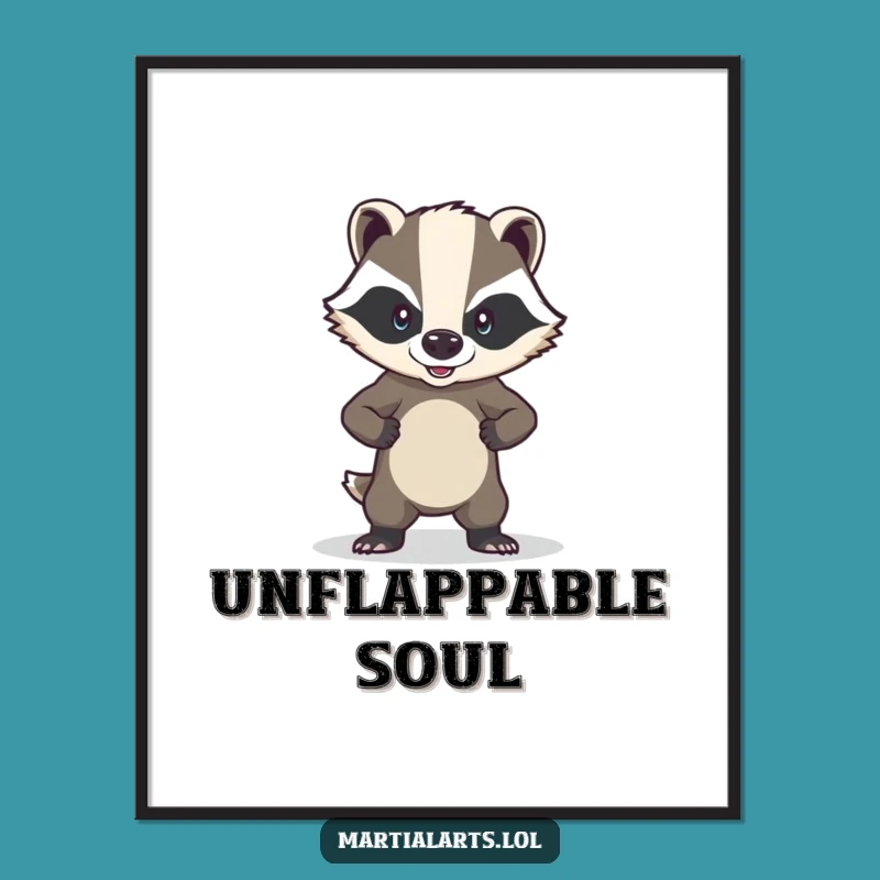 Funny Brave Badger Poster - Strong Defense Art, Motivational Decor