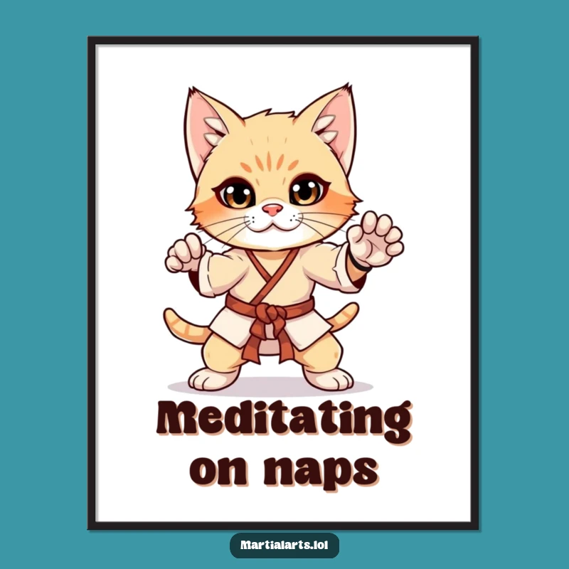 Funny Curious Kitten Martial Arts Poster - Karate Cat Wall Art