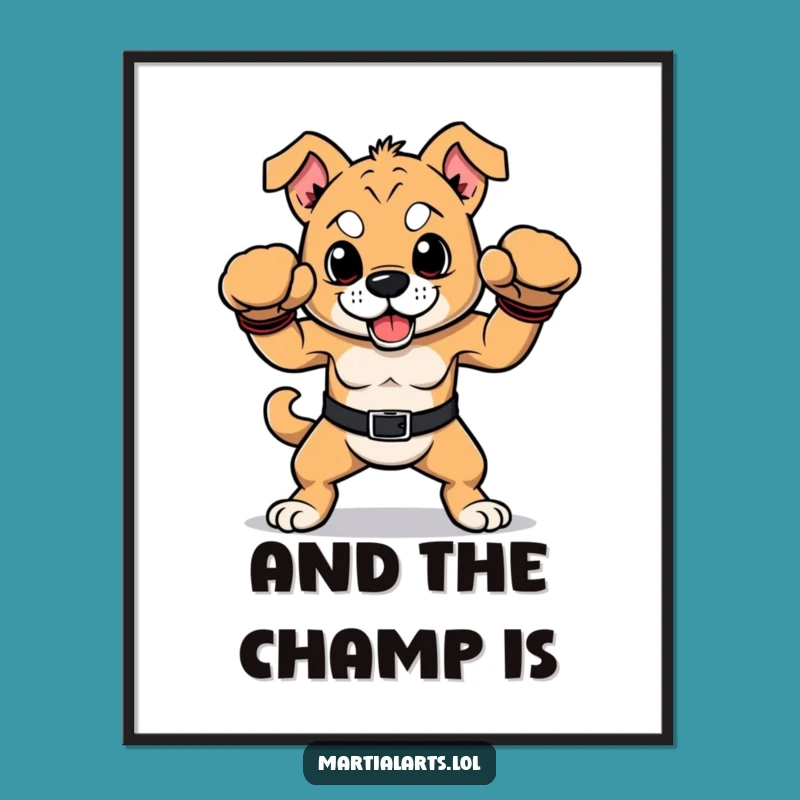 Funny Dog Boxing Poster: Decorate with this Hilarious Champion Artwork!