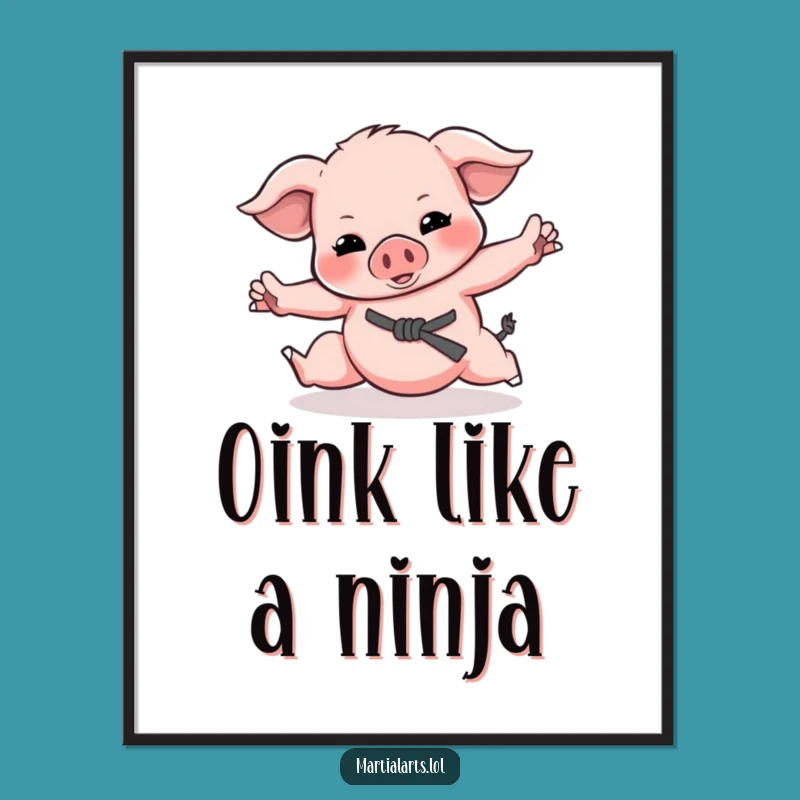 Funny Piglet Martial Arts Poster: Playful Porky Art, Vibrant Funny Decor