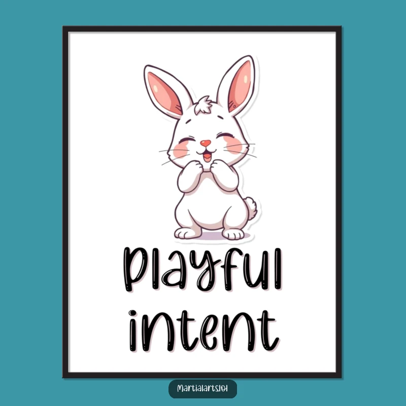 Funny Playful Bunny Poster - Mock Strike Art, Whimsical Decor