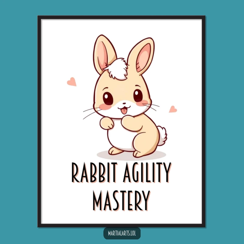 Funny Rabbit Boxer Poster - Playful Movements Wall Art Gift