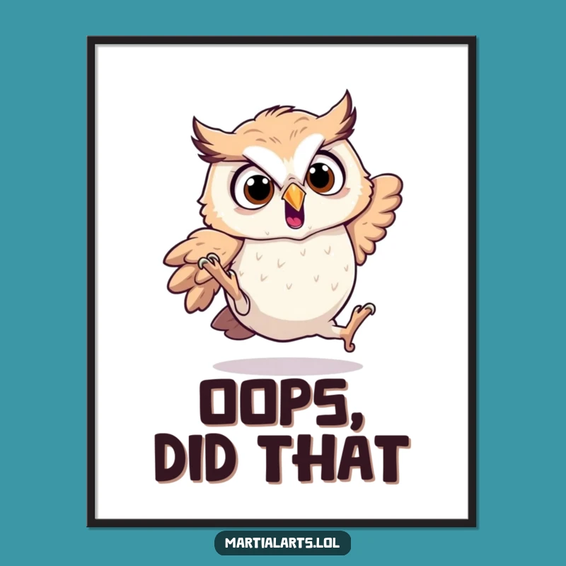 Funny Startled Owl Poster - Tumbles Art, Quirky Decor for Bird Fans