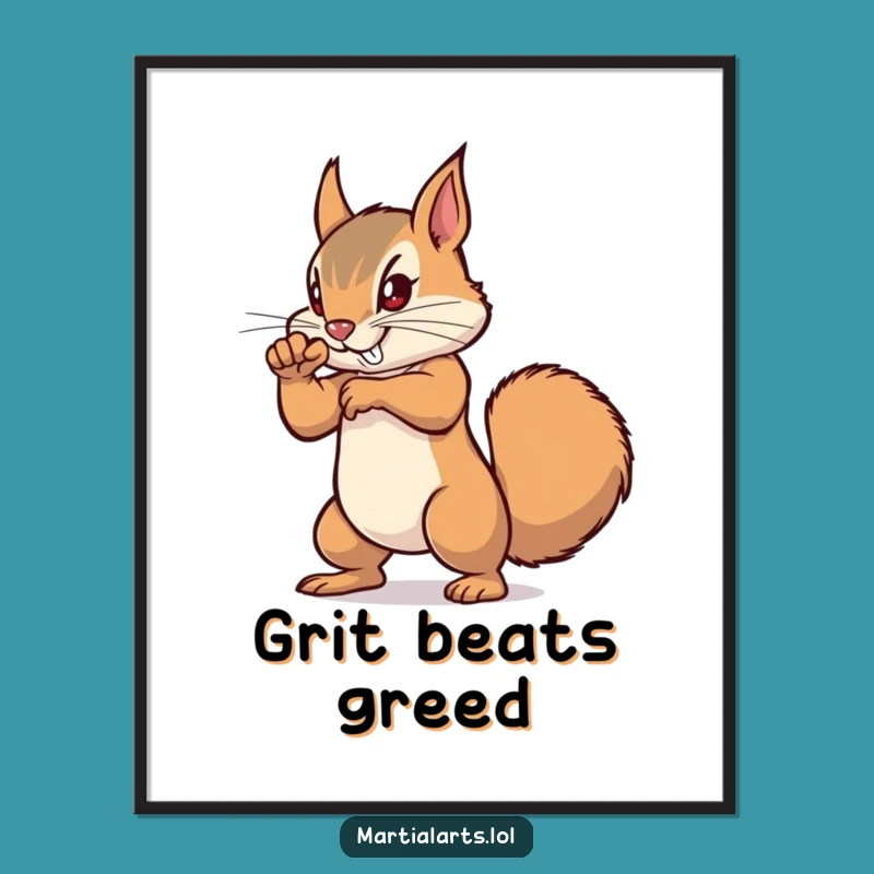 Funny Squirrel Punch Poster: Fierce Rodent Art, Vibrant Funny Wall Decor