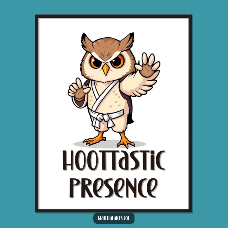 Funny Proud Owl Karate Poster - Wise Martial Arts Wall Decor