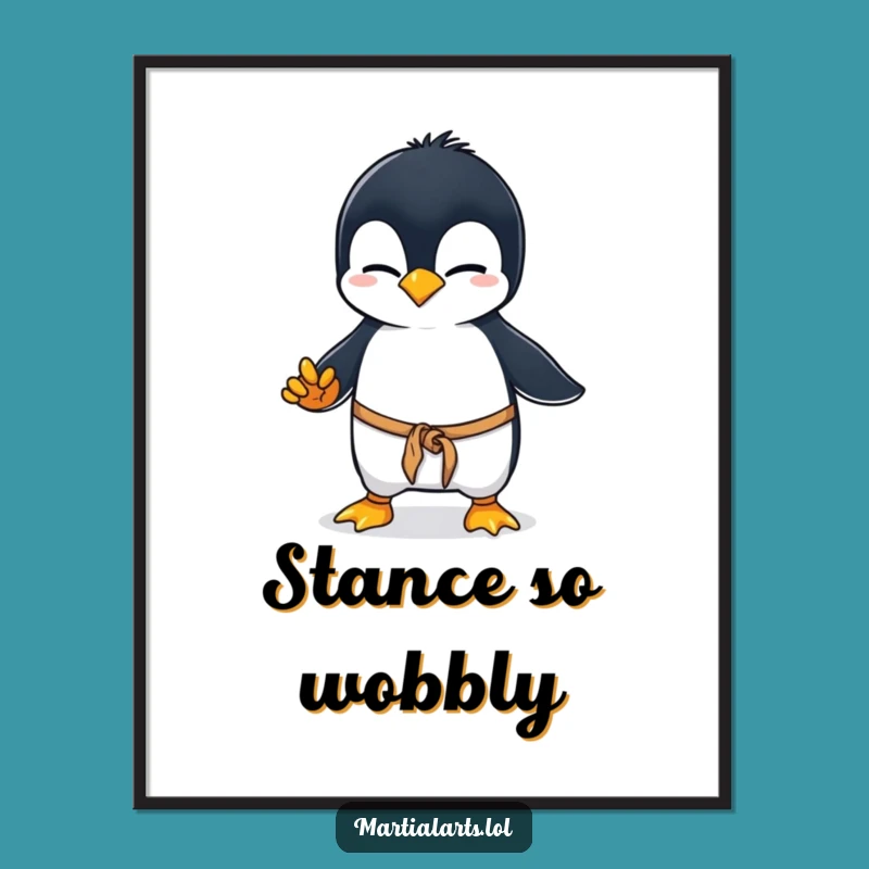 Funny Penguin Karate Poster: Clumsy Martial Arts Art, Whimsical Wall Decor, Hilarious Funny Gift