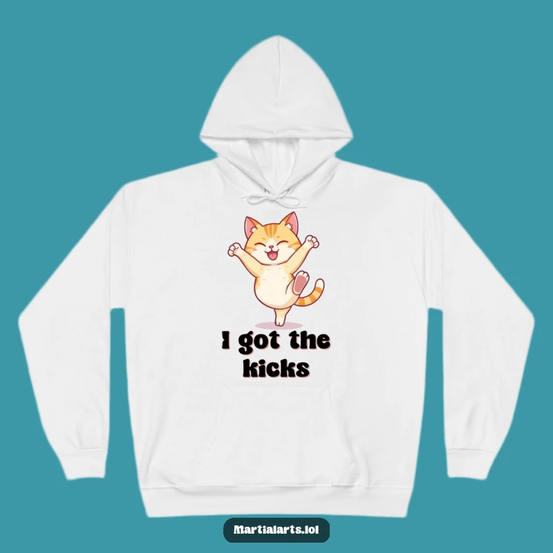 Cozy Funny Cat High Kick Hoodie: Warm Apparel for Feline Fighters
