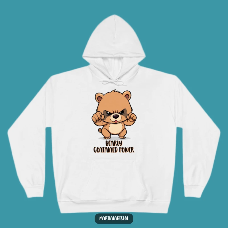 Cozy Funny Determined Bear Cub Punch Hoodie - Warm Motivation