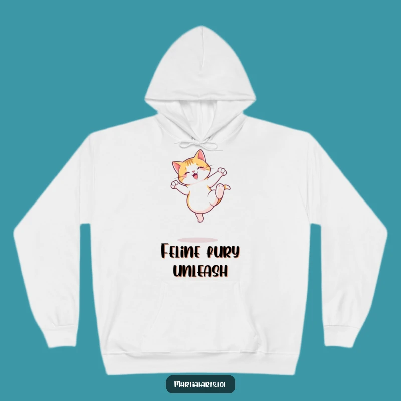 Funny Cat Kick Hoodie - Cozy Jumping Sweatshirt Gift