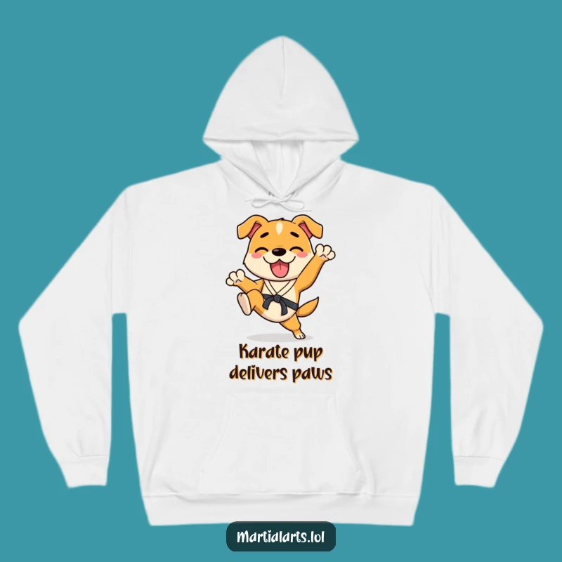 Funny Dog Karate Hoodie - Cozy Kicking Stance Sweatshirt Gift