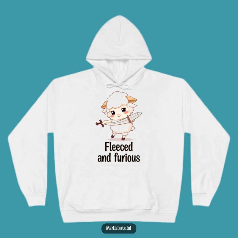 Funny Sheep Knight Hoodie - Cozy Comfort with a Sword