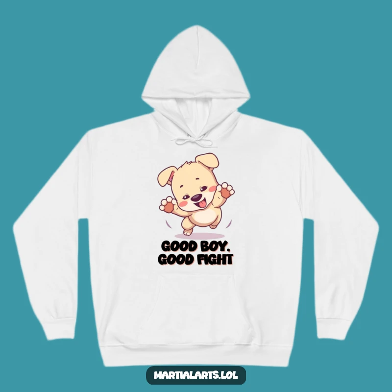 Cozy Funny Puppy Hoodie: Warm Play Fight Style Graphic Gift