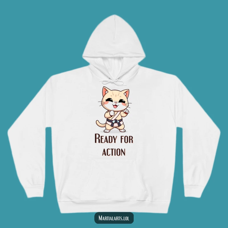 Funny Cat Karate Chop Hoodie: Cozy Martial Arts Sweatshirt for Cat Lovers