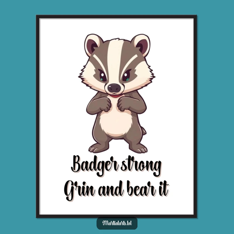 Funny Free Printable Badger Wall Art: Downloadable Art for Strength