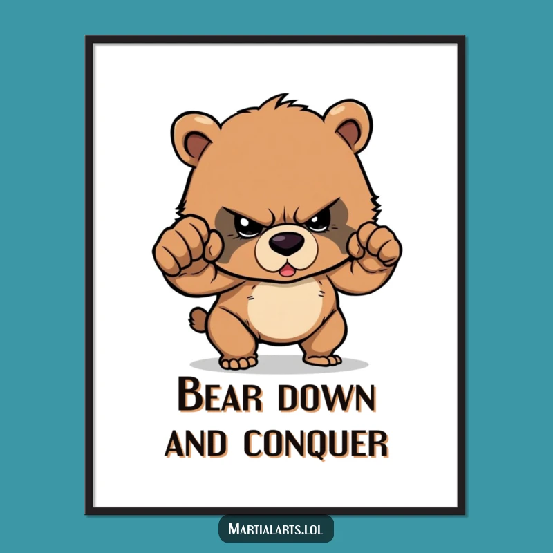 Free Printable Determined Bear Cub Punch Wall Art - Bold Downloadable Decor!