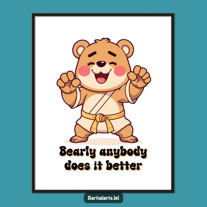 Free Printable Wall Art: Martial Arts Bear Funny Downloadable Art