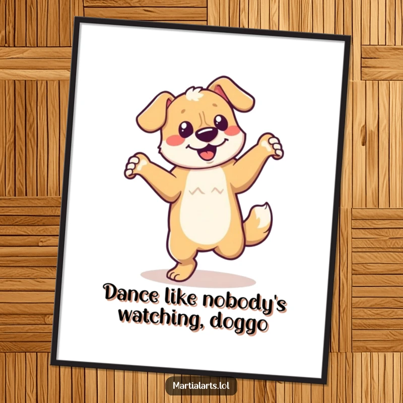 Funny Free Printable Wall Art: A dynamic dog captured mid-spin, radiating pure, unadulterated joy and energy.