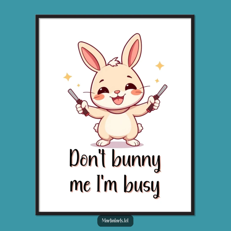 Free Printable Wall Art: Funny Rabbit Nunchucks - Hilarious Rabbit Decor