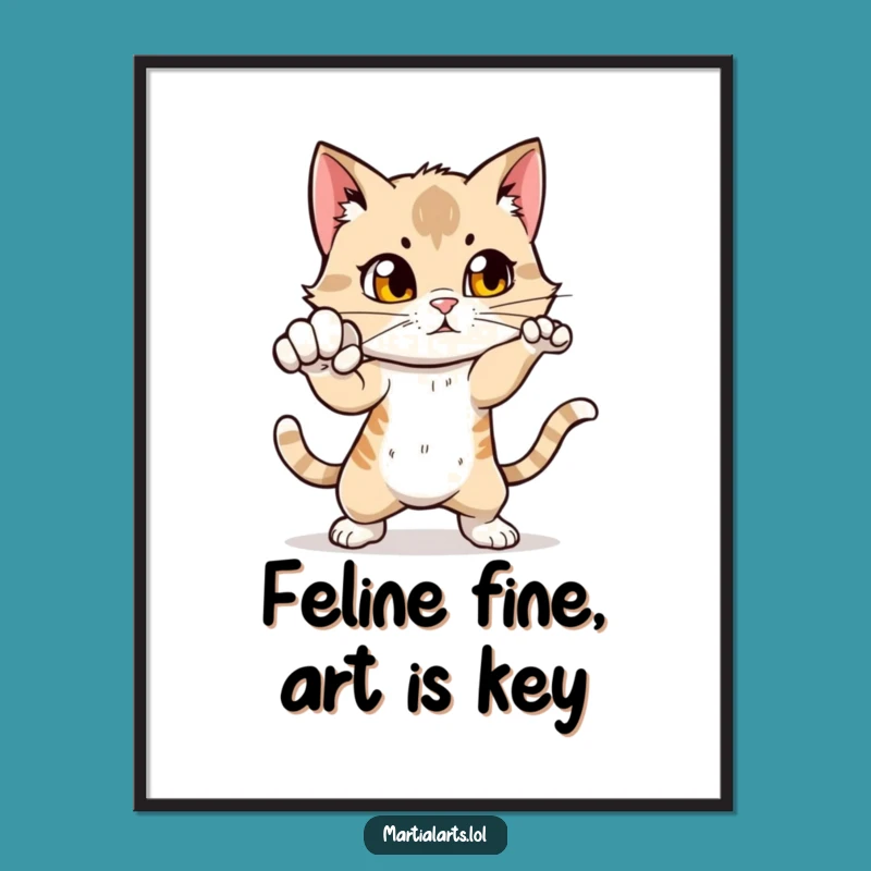 Free Printable Funny Cat Wall Art: Action Punch Downloadable Decor