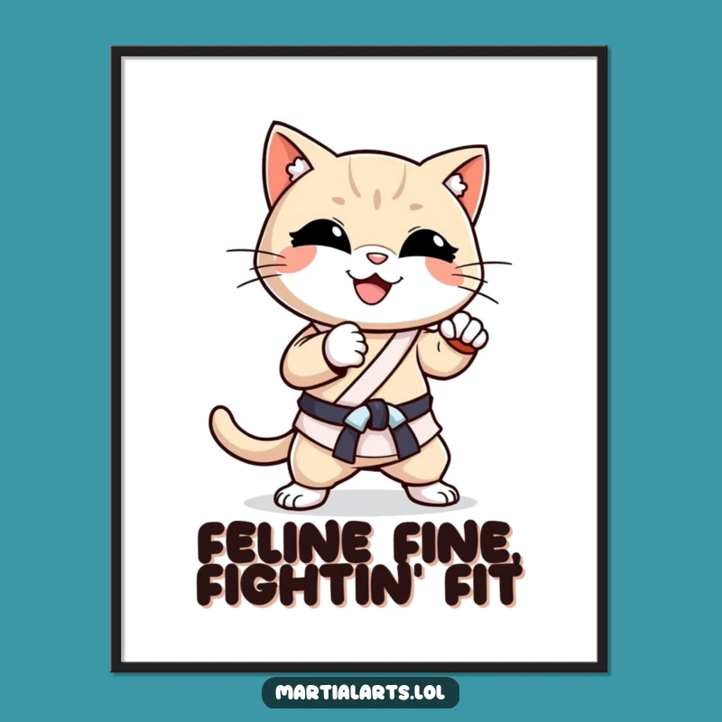 Funny Free Printable Wall Art: Cat Karate Chop Action, Hilarious Downloadable Home Decor