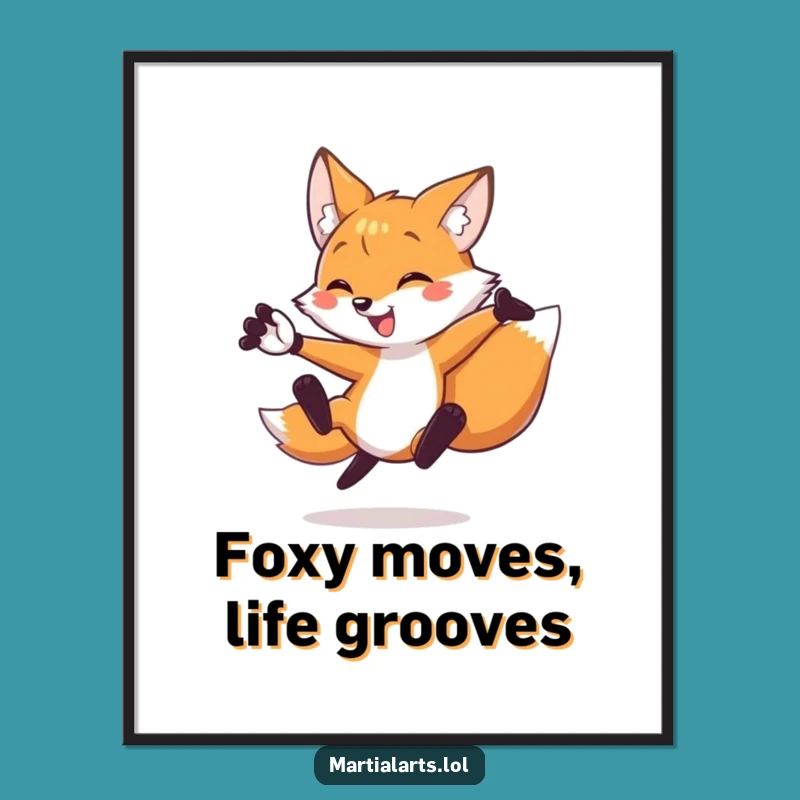 Free Printable Funny Wall Art: Kicking Fox - Dynamic Downloadable Decor Gift