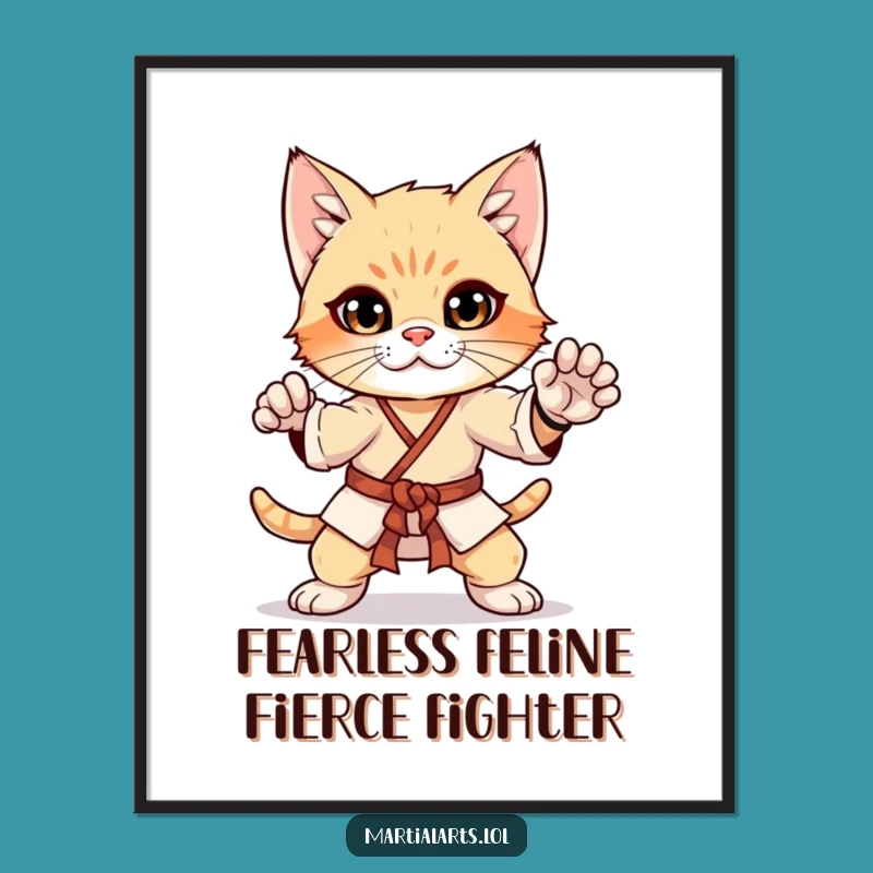 Free Printable Wall Art: Curious Kitten Martial Arts Funny Decor
