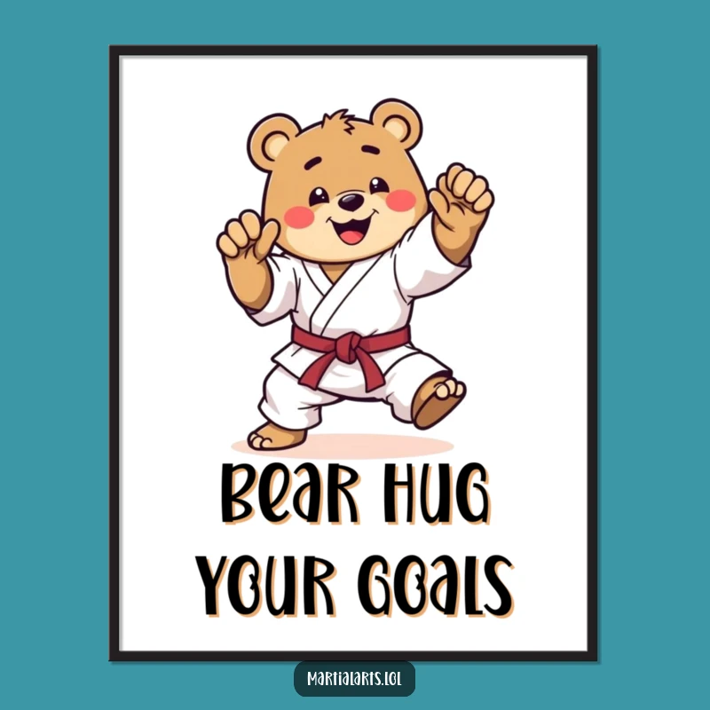 Funny Free Printable Bear Karate Wall Art: Hilarious Downloadable Action Decor