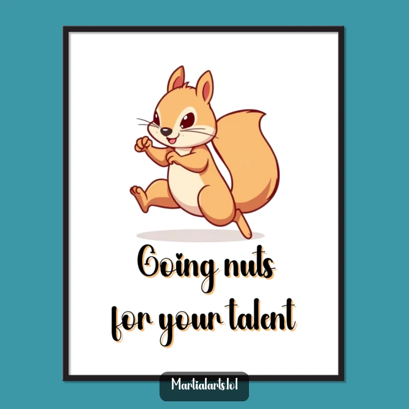 Free Printable Wall Art: Determined Squirrel's Martial Arts Moves - Funny Decor