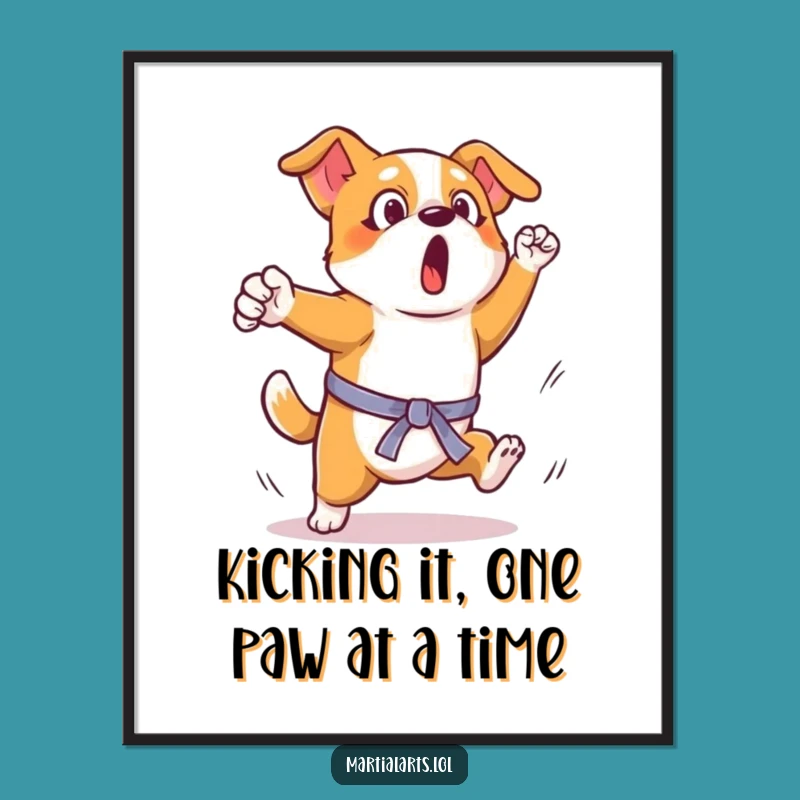 Funny Free Printable Wall Art: Clumsy Dog Kick, Hilarious Downloadable Decor for Humor