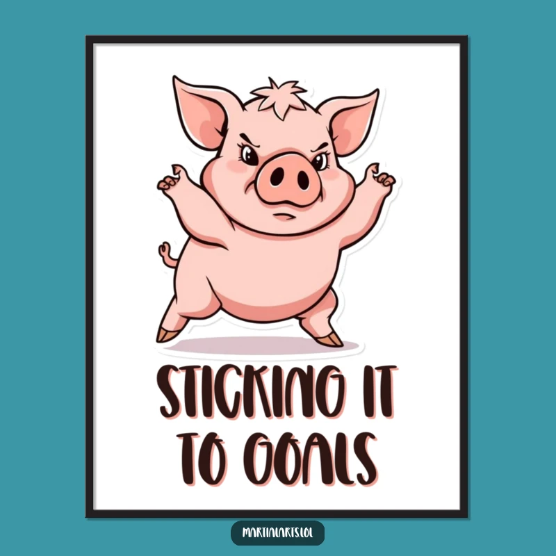 Funny Free Printable Wall Art: Determined Pig Power Stance Downloadable Decor