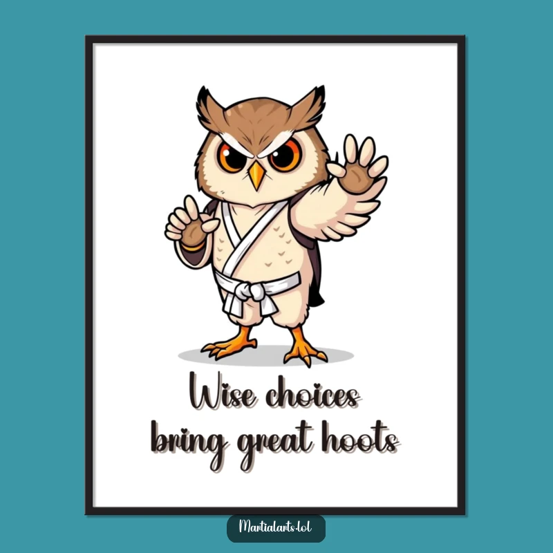 Free Printable Owl Art: Karate Master Funny Downloadable Wall Decor