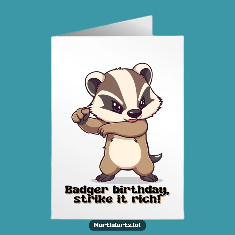 Free Printable Badger Birthday Card: Elbow Strike Funny Downloadable Gift