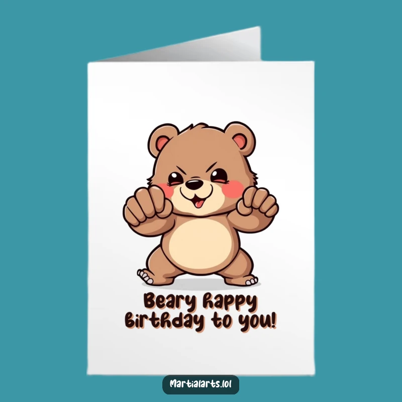 Free Printable Bear Birthday Card - Funny Bear Downloadable Gift for Strong Celebrations