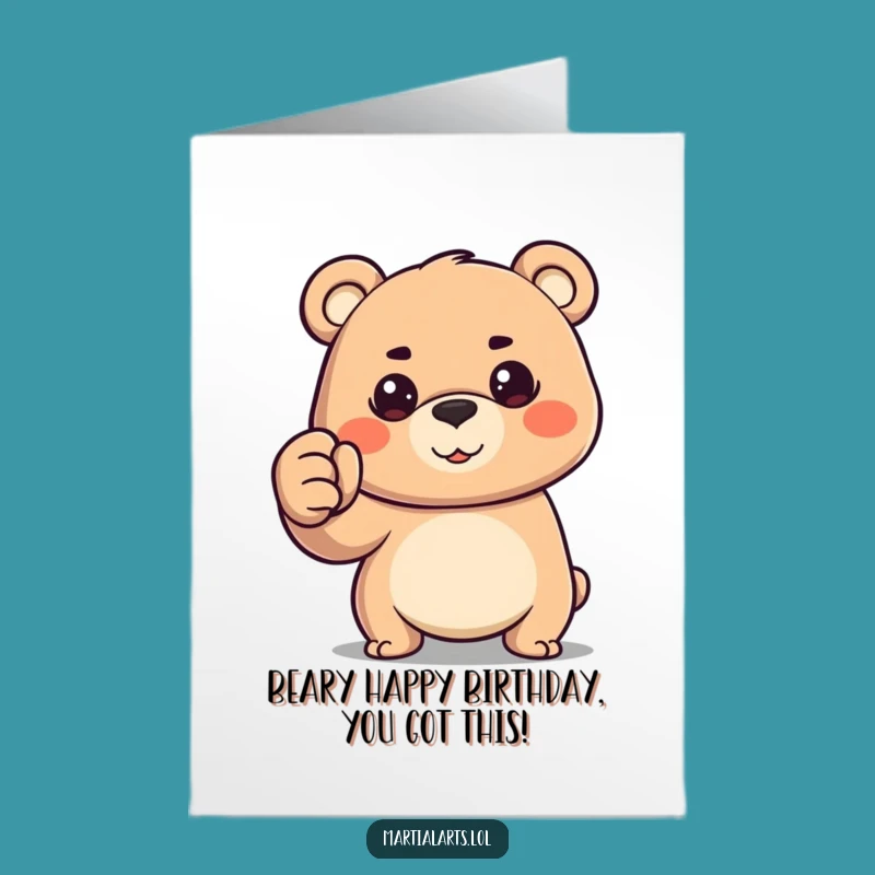 Free Printable Birthday Card: Determined Bear Fist - Funny Downloadable Greeting