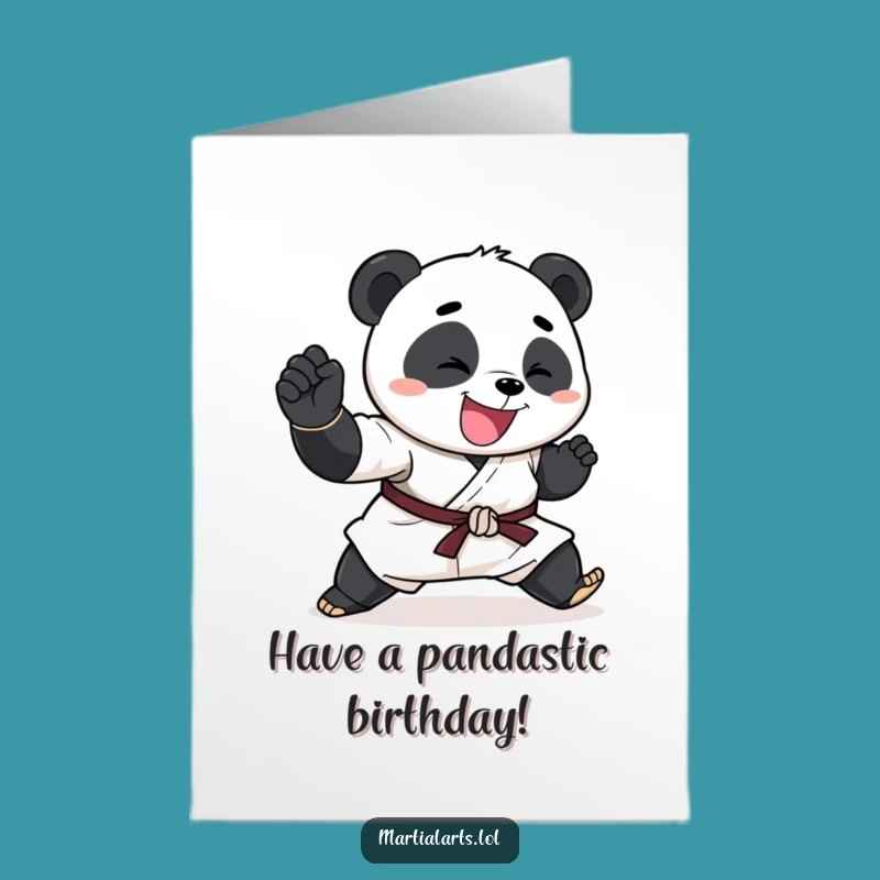 Free Printable Birthday Card: Funny Panda Karate Chop - Hilarious Downloadable Greeting