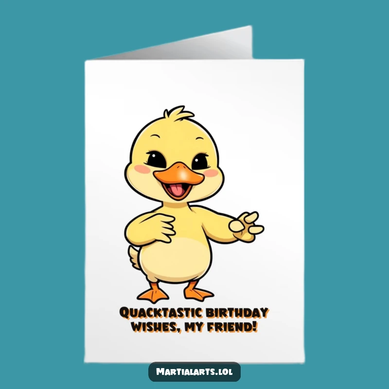 Free Printable Birthday Card: Giggling Duck Karate - Funny Downloadable Greeting