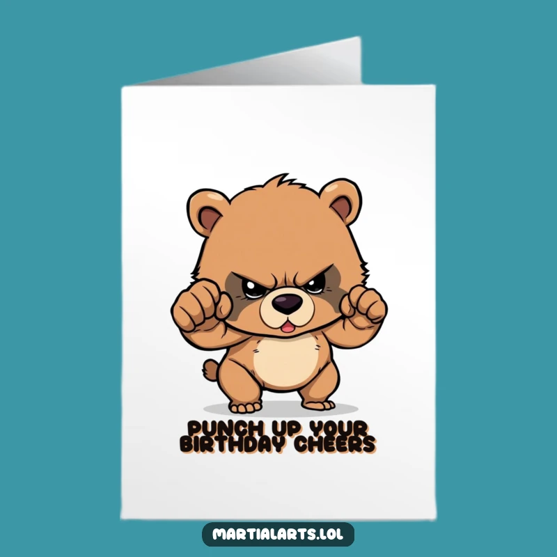 Free Printable Determined Bear Cub Punch Birthday Card - Powerful Downloadable Gift!
