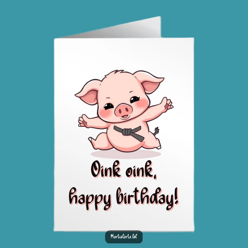 Free Printable Piglet Karate Birthday Card - Funny Downloadable for Playful Souls