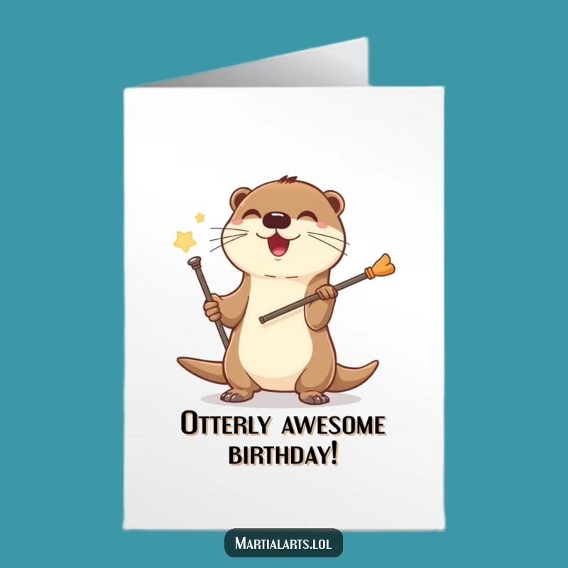 Free Printable Otter Staff Birthday Card - Joyful Downloadable Fun Gift