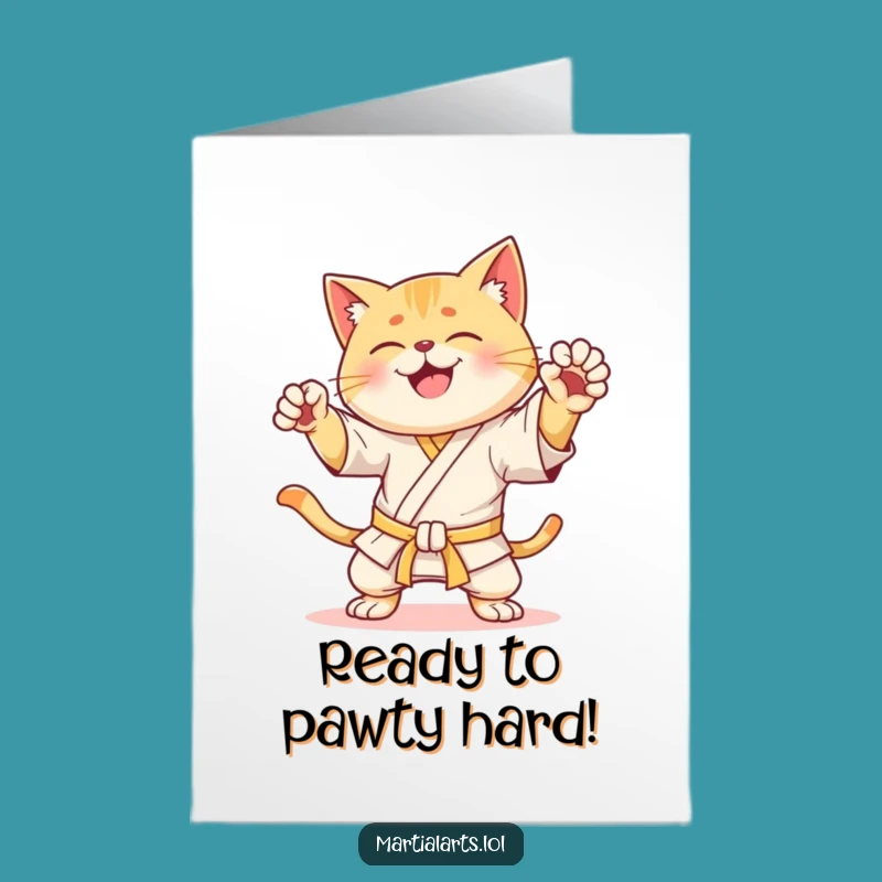 Free Printable Karate Cat Birthday Card - Funny Cat Downloadable Gift for Him or Her