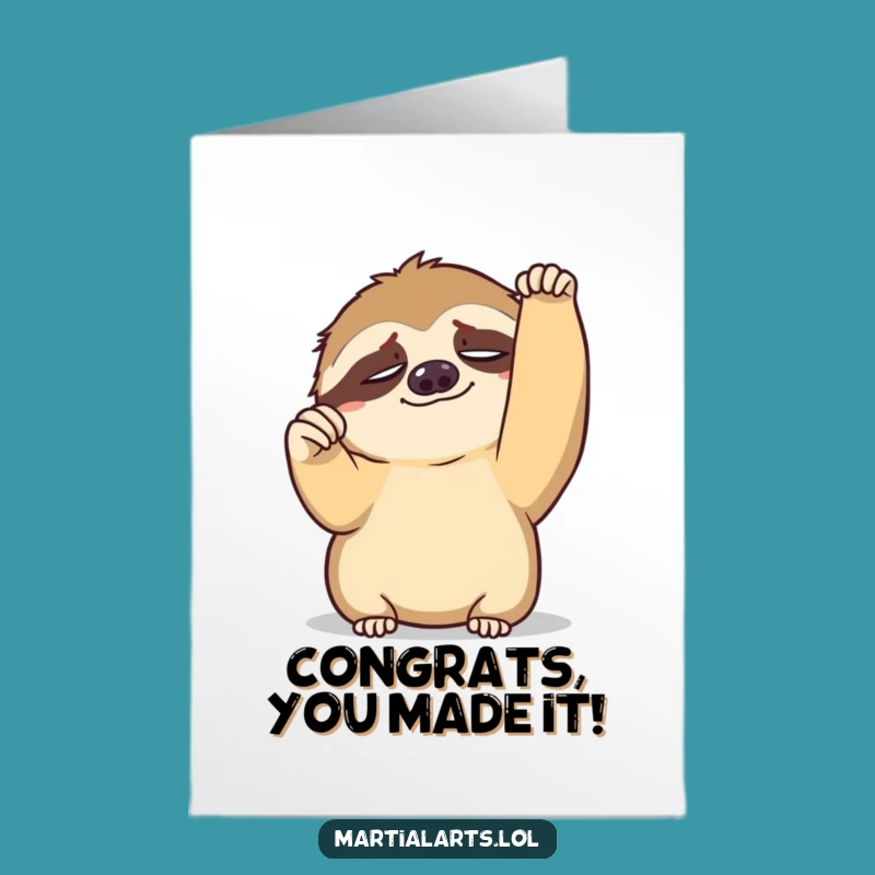 Free Printable Congrats Card: Tired Sloth Fist Pump Funny Downloadable Cheer