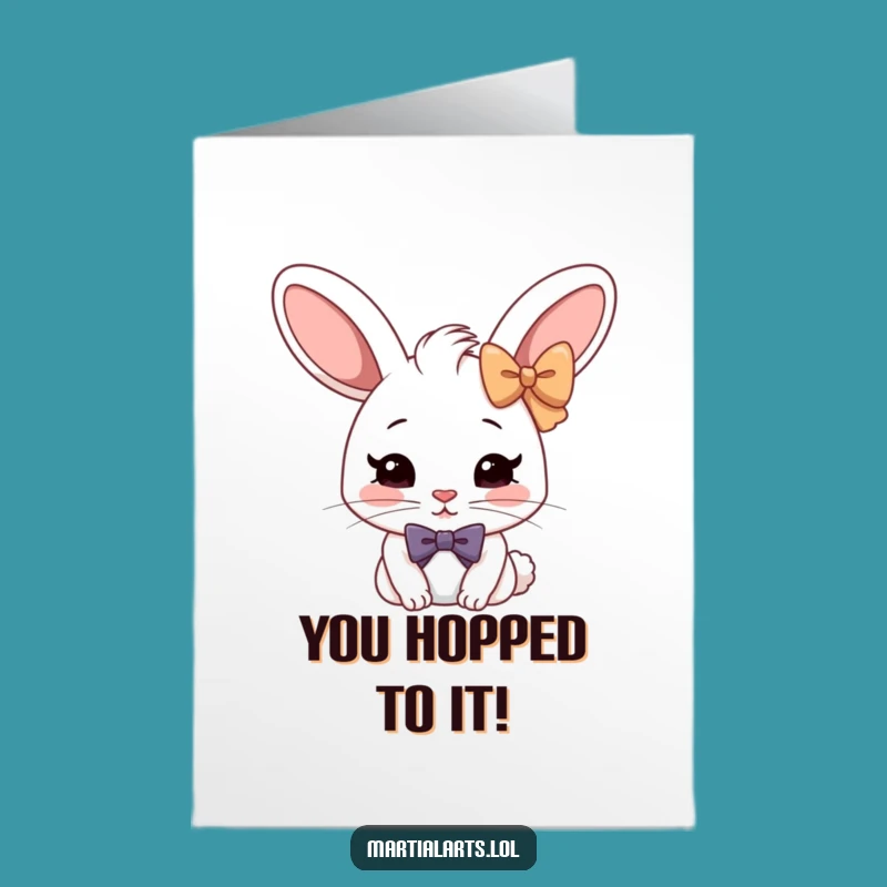 Free Printable Congrats Card: Serious Rabbit Bow, Formal Funny DIY Downloadable Greeting