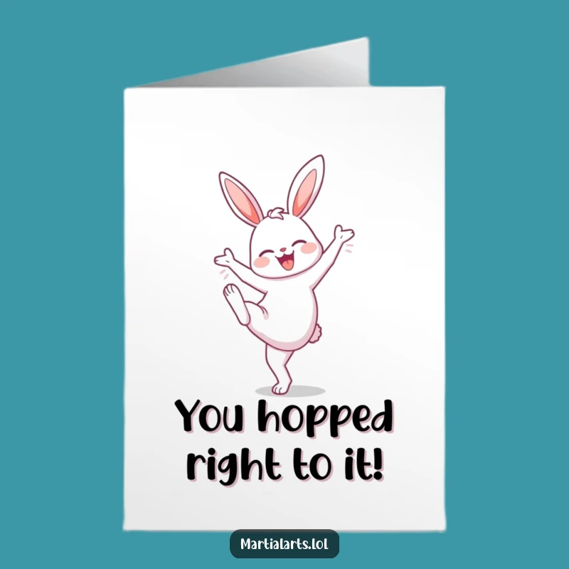 Free Printable Funny Bunny Congrats Card: High Step Success Downloadable