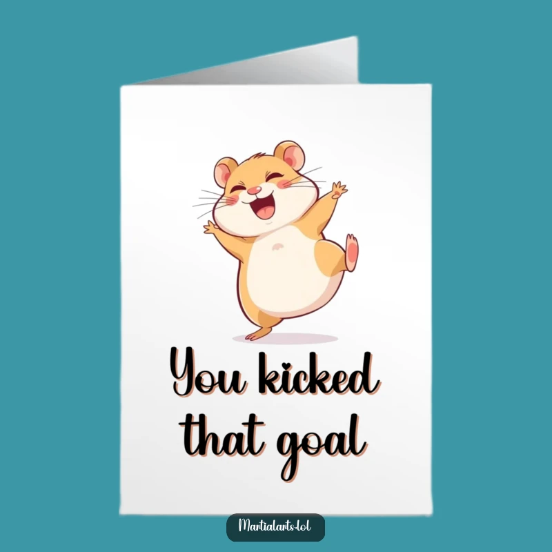 Free Printable Funny Hamster Kick Congrats Card - Awesome Downloadable Gift!