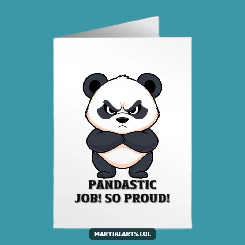 Free Printable Panda Congrats Card: Fierce Panda Blocking Obstacles Downloadable